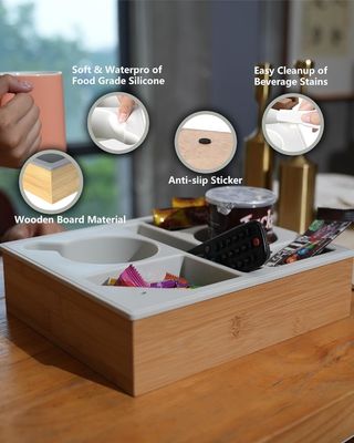 ロータブル電話ホルダー 木製 シリコン バンブー ソファ カップホルダー トレイ オーガナイザー ベッド スナック オーダーメイド ロゴ 受け入れられる
