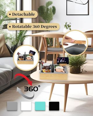 ロータブル電話ホルダー 木製 シリコン バンブー ソファ カップホルダー トレイ オーガナイザー ベッド スナック オーダーメイド ロゴ 受け入れられる