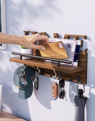壁の装飾入口オーガナイザーのための二階木製の郵便とキーホルダー