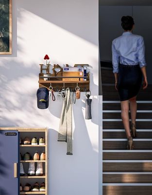 壁の装飾入口オーガナイザーのための二階木製の郵便とキーホルダー