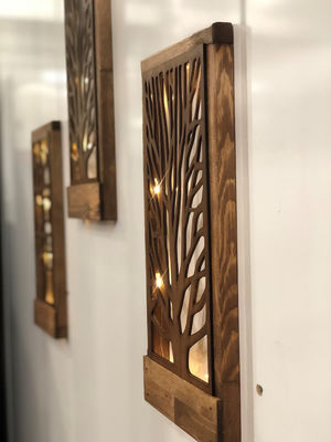 手作り 木製 LED 壁飾り 寝室 スクエア ベッド上 テーマ 愛