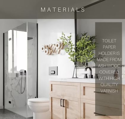 ウォールマウント付の木製トイレロールラック ハニーコムデザインの組織収納棚