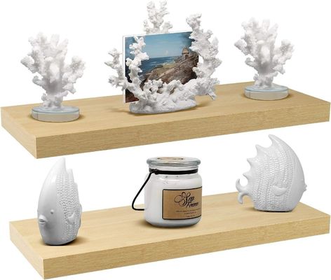 60.96cm x 22.86cm メイプル フローティング 壁棚 キッチン用具を収納する 2本セット