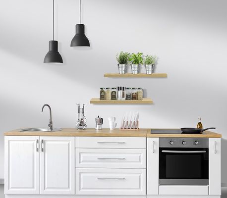 60.96cm x 22.86cm メイプル フローティング 壁棚 キッチン用具を収納する 2本セット