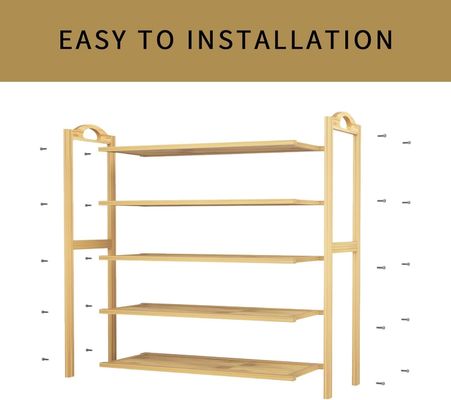 木製 5層 天然 バンブー 靴ラック 積み重ねられる 貯蔵棚 多機能 OEM