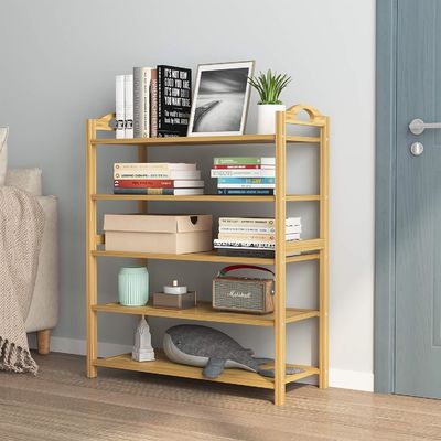 木製 5層 天然 バンブー 靴ラック 積み重ねられる 貯蔵棚 多機能 OEM