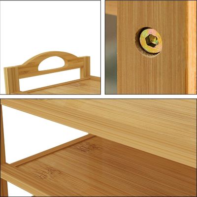 木製 5層 天然 バンブー 靴ラック 積み重ねられる 貯蔵棚 多機能 OEM