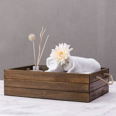 環境に配慮した購入者向けにロープハンドル付きの環境配慮した茶色の木製ギフトボックス