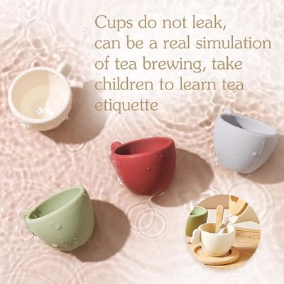 カスタマイズされたデザイン 子供用の木製茶セット カップ蓋と配給トレイ