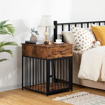 室内ペットキャスト テーブルの端 引き出しとカスタマイズされた形状の白色の飾り付け犬のケニール