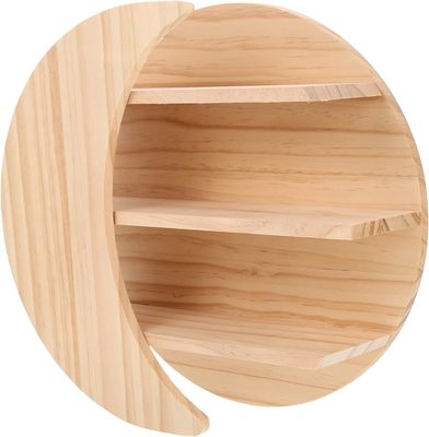 木製の月壁マウントでスペースを節約する 浮遊棚 持続可能な貯蔵ソリューション