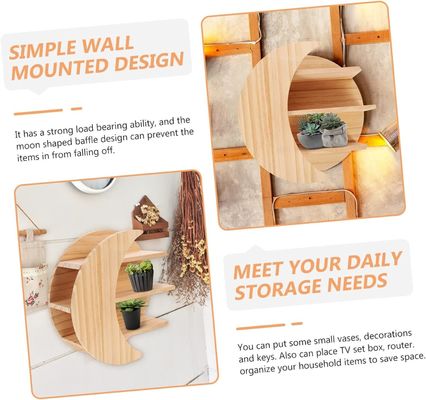 木製の月壁マウントでスペースを節約する 浮遊棚 持続可能な貯蔵ソリューション