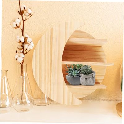 木製の月壁マウントでスペースを節約する 浮遊棚 持続可能な貯蔵ソリューション