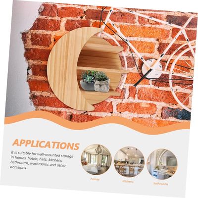 木製の月壁マウントでスペースを節約する 浮遊棚 持続可能な貯蔵ソリューション