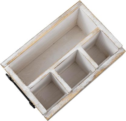 機材とナプキン用の折りたたみ不可のラック 白 洗濯された固木 黒 金属のハンドル