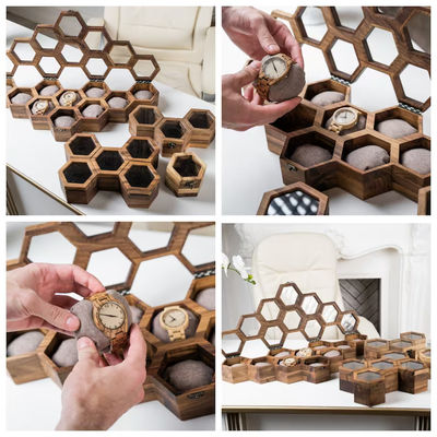 スライドカバー 環境用 木製時計箱 男性用個別ディスプレイケース