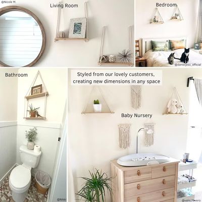 浴室の組織アイデアのための2つの浮遊棚セット