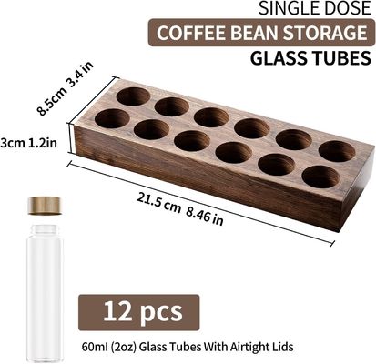単一用量チューブとホルダースタンドの多用木製コーヒー豆収納容器
