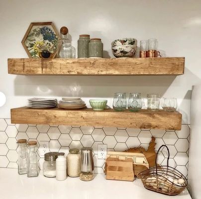 田舎風 木製浮き棚 厚さ3インチ 深さ10インチ オーダーメイド OEM ODM