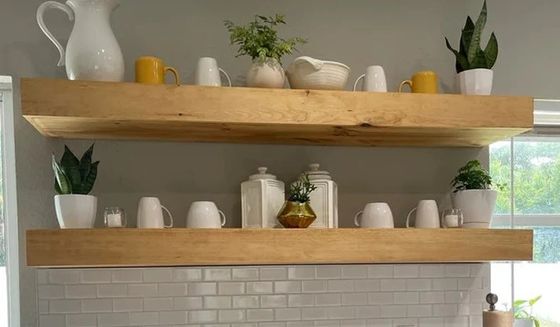 田舎風 木製浮き棚 厚さ3インチ 深さ10インチ オーダーメイド OEM ODM