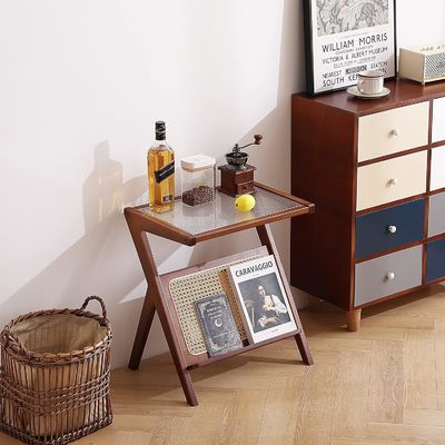 一般 家具 現代 ラタン 織り コーヒー テーブル ガラス ベッドサイド テーブル コーナー