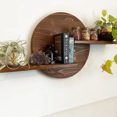 木製の壁棚 浮動枠 水晶ディスプレイ スタンド リビングルームディスプレイ