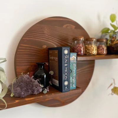 木製の壁棚 浮動枠 水晶ディスプレイ スタンド リビングルームディスプレイ