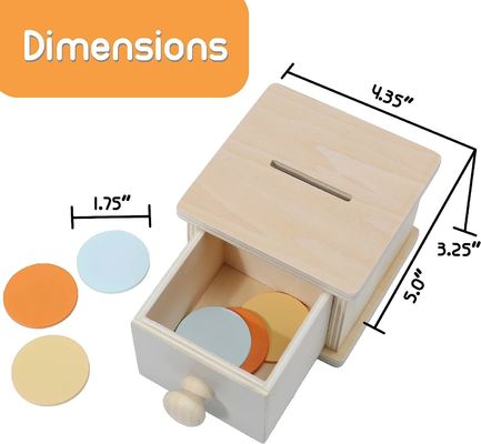 木製のコインボックス 子供用 おもちゃ 小正方形 カスタマイズされた松木 手作り 木材 その他のプレゼント 工芸品