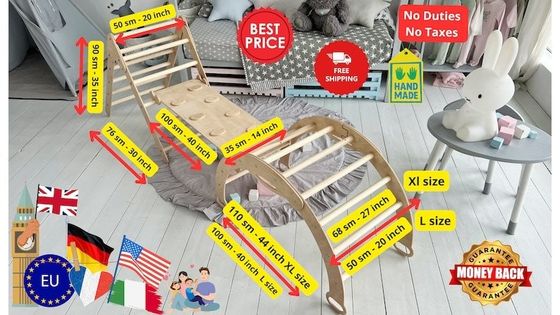 モンテッソーリ 3 in 1 アイテムセット 家具 クライミングアイテム ベビージム グレー パステル 標準サイズ