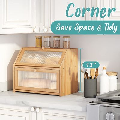 アクリル 波紋 ドア パン 収納 箱 台所のカウンター用 竹 木 デザイン 双層