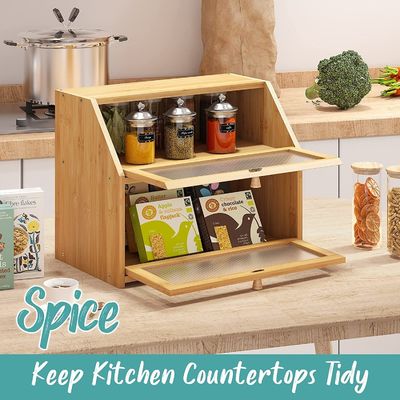 アクリル 波紋 ドア パン 収納 箱 台所のカウンター用 竹 木 デザイン 双層