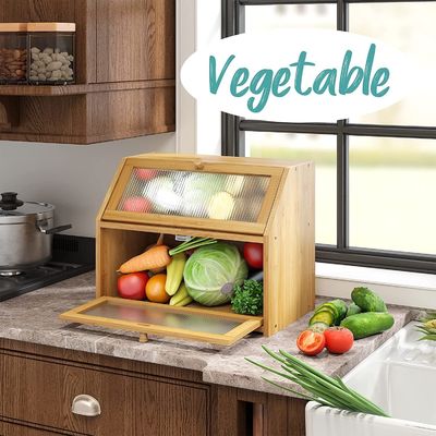 アクリル 波紋 ドア パン 収納 箱 台所のカウンター用 竹 木 デザイン 双層