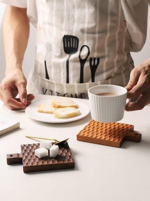 マシッドウッド クリエイティブ 絶縁マット チェリーウッド 防熱コーヒーカップホルダー