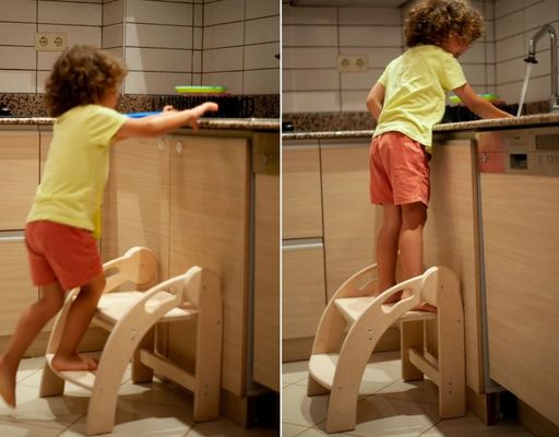 カスタマイズされたロゴ 木製のステップストール 子供のための折りたたみ小児ストール モンテッソーリデザイン