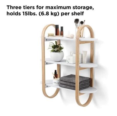 ダイニングルームの壁飾りのためのホワイト・ナチュラル・フロート・ハンガリング・シェルフ