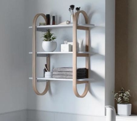 ダイニングルームの壁飾りのためのホワイト・ナチュラル・フロート・ハンガリング・シェルフ