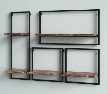 カスタム サービス パイン 木色 浮遊 壁 吊り 鉄 棚 寝室 展示