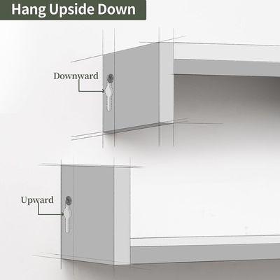 白と緑の壁収納 微波炉のためのU型浮遊棚