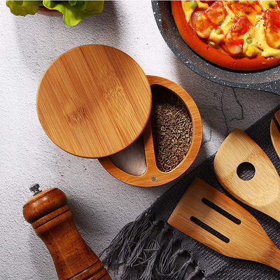 カスタマイズされたロゴ 茶 コーヒー 砂糖 貯蔵器 香辛料 器 竹のラックと竹の蓋付き