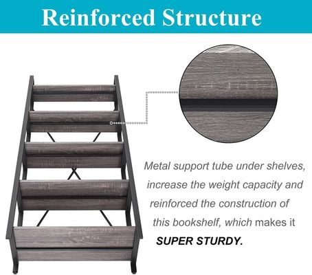 5層松木色 金属の梯子 本棚 モダン カスタム アンティーク 木製 本棚