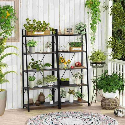 5層松木色 金属の梯子 本棚 モダン カスタム アンティーク 木製 本棚