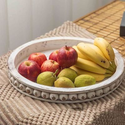 パーソナライズド 木製 飾り付け トレイ 珠付き 白塗りデザイン 無料サンプル 提供