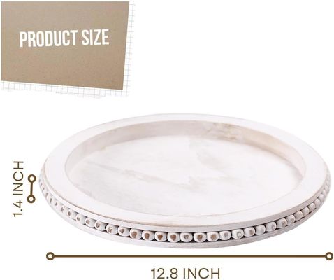 パーソナライズド 木製 飾り付け トレイ 珠付き 白塗りデザイン 無料サンプル 提供