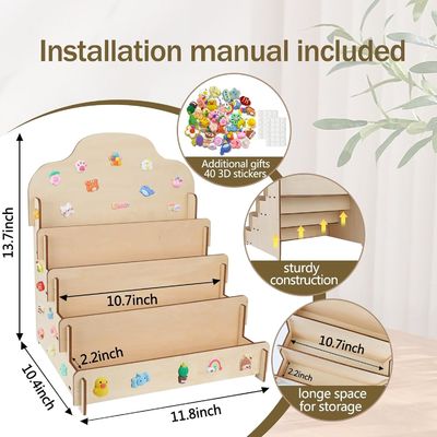 カスタムサイズ マシッドウッド 4 層ディスプレイスタンド グリーティングカード ステッカーとポストカード