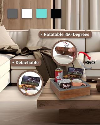 オーダーメイド ロゴ 柔らかい シリコン アカシア 木製 ソファー キャディ スナック 飲料 リモコン