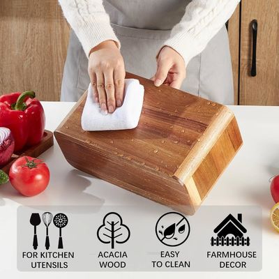 カウンタートップ キッチン印刷のための大きなアカシア木器具ホルダー レーザー彫刻の処理