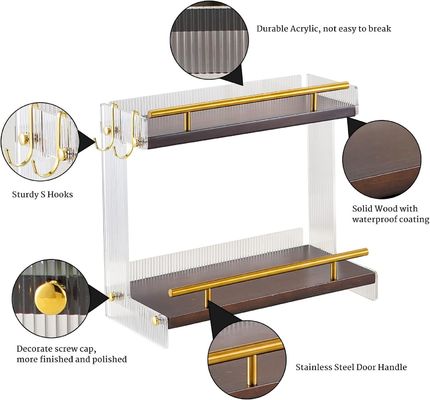 木製の浴室バニティカウンタートップオーガナイザー 化粧品とスキンケア 2 階ドレッサー