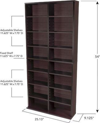 パーソナライズド 12 調整可能な棚と 4 固定棚 メディアキャビネット