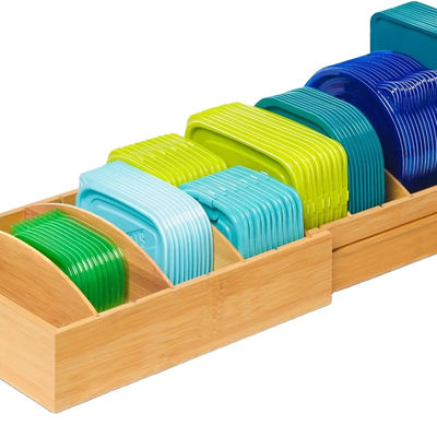 木製の竹 拡張可能な13-27インチ 食品貯蔵容器 オーガナイザー キッチン OEM ダイニング