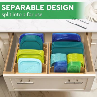 木製の竹 拡張可能な13-27インチ 食品貯蔵容器 オーガナイザー キッチン OEM ダイニング